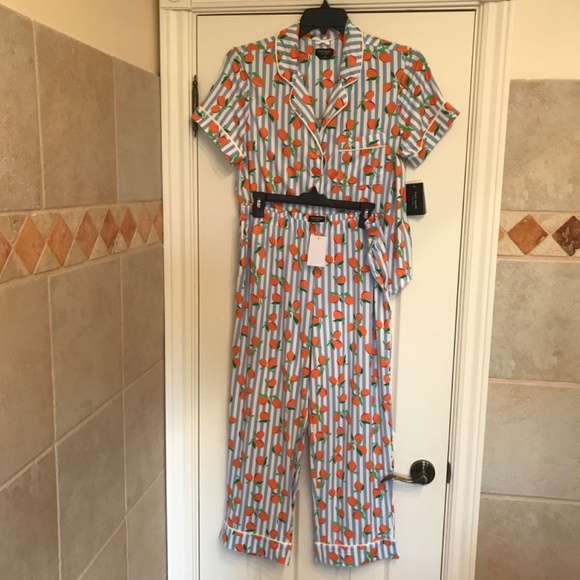 NWT Super cute 🍊Kate Spade Cropped Printed Pajama Set Size Large - Picture 3 of 5